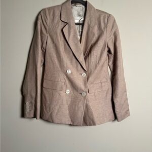 A New Day Tan Linen Double-Breasted Blazer NWT